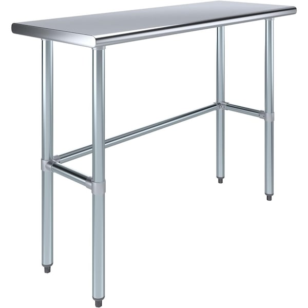 Amgood 18 in. x 48 in. Open Base Stainless Steel Metal Table WT-1848-RCB-Z - main